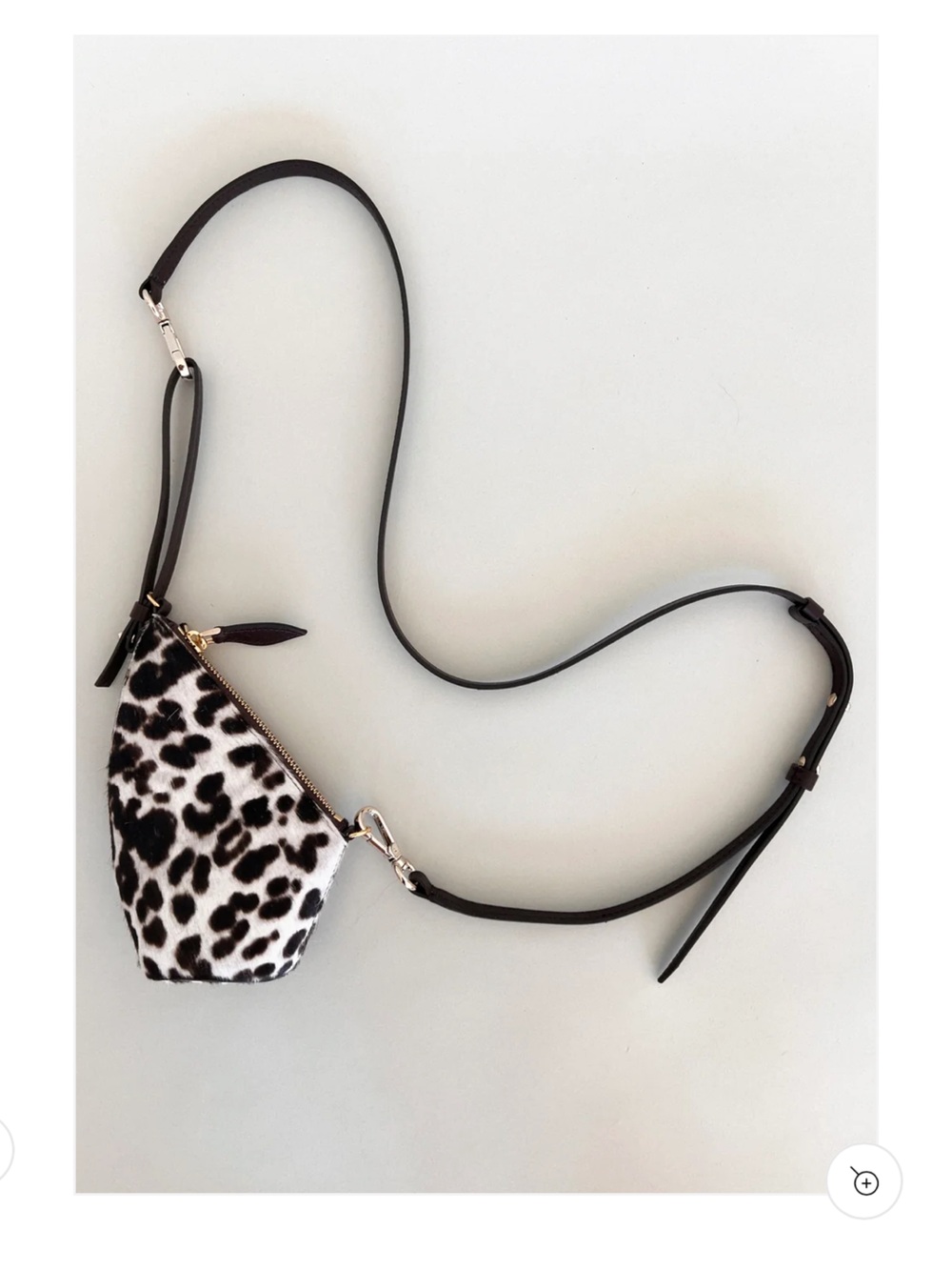 ESHA SONI mini Slope Leopard Calf Hair Crossbody Bag Black & White